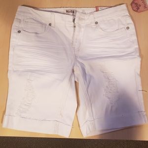 Girls White Ripped Mudd Bermuda Shorts Size 9